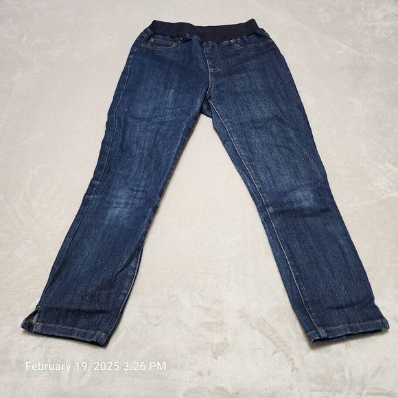 Boston Proper Denim - Boston Proper Jeans Women's Size 4 Blue Elastic Waist Cropped 5 Pocket Design